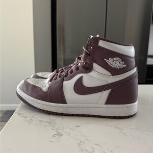 Air Jordan High-Top Sneakers in Lavender and White